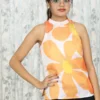 Women's Halter Neck Digital Print Top in Cotton Mix Fabric