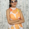 Women's Halter Neck Digital Print Top in Cotton Mix Fabric