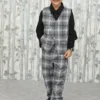 Boys' 3-Piece Formal Dress – Grey Checked Waistcoat, Pants & Black Shirt in Premium Fabric