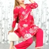 Fuchsia Musk Melon Silk Co-ord Set with Mirror Work