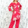 Fuchsia Musk Melon Silk Co-ord Set with Mirror Work