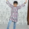 Boys' Ikat Cotton Kurta – Pink & Grey