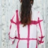 Magenta & White Tie-Dye Crop Shirt with Collar