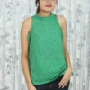 Emerald Green Polka Dot Halter Neck Top in Delta Crepe