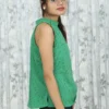 Emerald Green Polka Dot Halter Neck Top in Delta Crepe