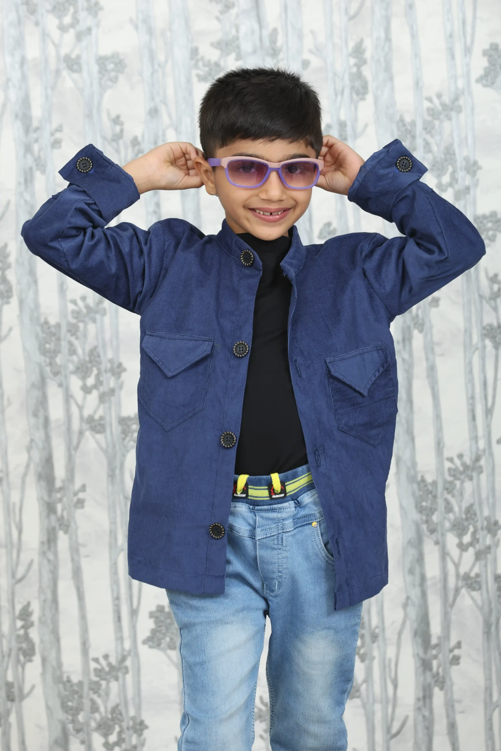 Boys' Denim Button-Down Jacket – Indigo Blue
