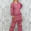 Dusty Rose Cut Work Embroidered Cotton Co-ord Set
