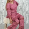 Dusty Rose Cut Work Embroidered Cotton Co-ord Set