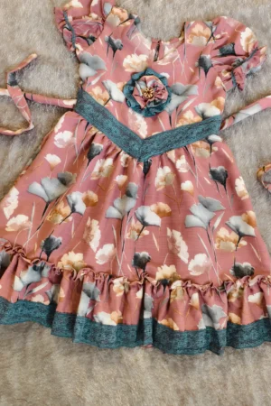 Blush Pink Floral Cotton Frock with Lace Detail – Nine2Five Kids