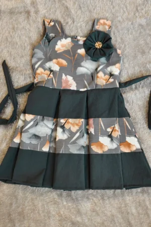 Pastel Cotton Frock with Ruffles & Handmade Flower – Nine2Five