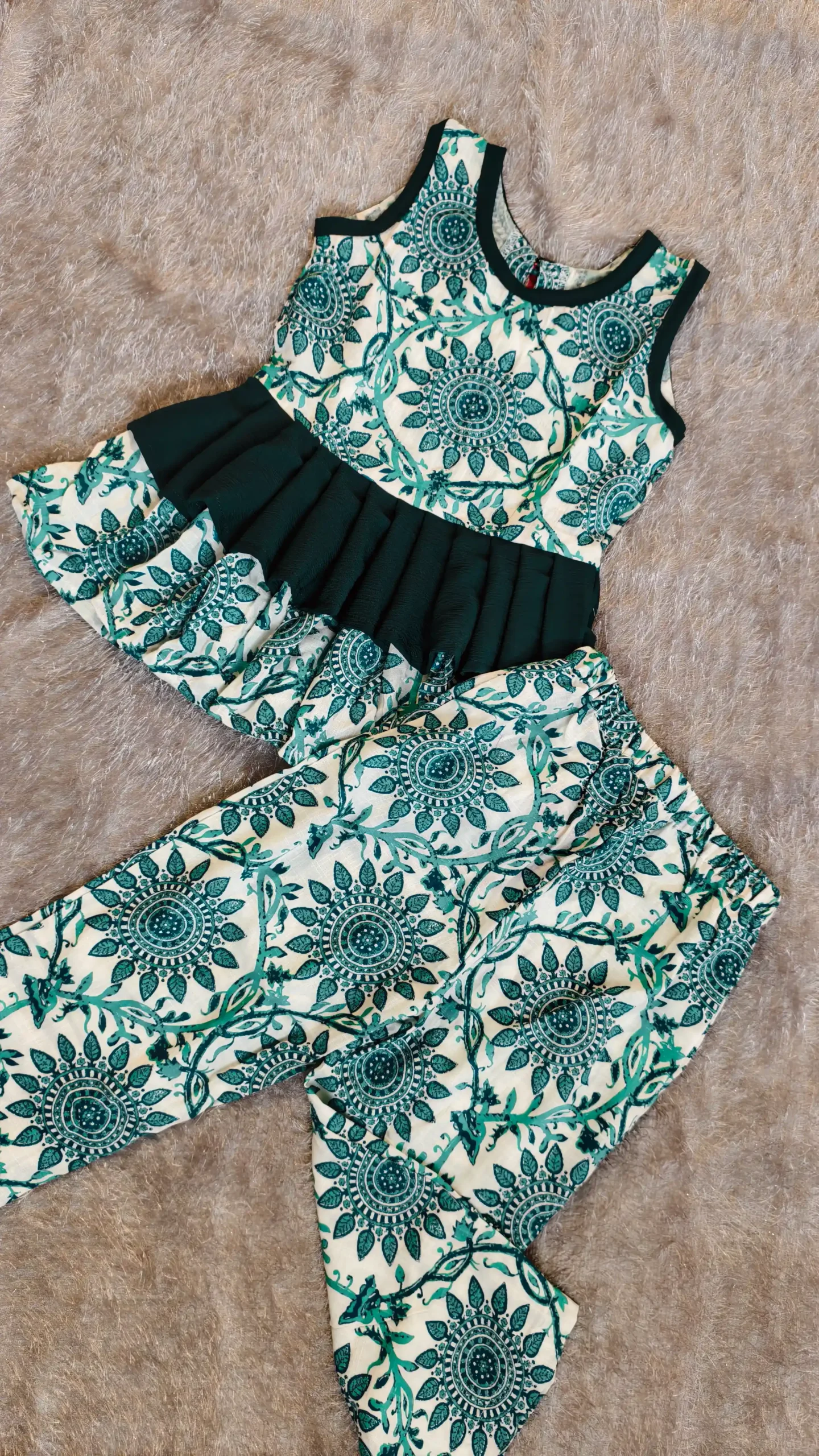 Green Mandala Print Slub Cotton 2-Piece Dress – Nine2Five Kids