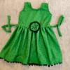 Green Polka Dot Crepe Frock with Handmade Flower – Nine2Five Kids