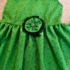 Green Polka Dot Crepe Frock with Handmade Flower – Nine2Five Kids