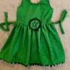 Green Polka Dot Crepe Frock with Handmade Flower – Nine2Five Kids