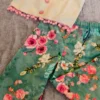 Cream Cotton Top with Green Floral Velvet Bottom – Nine2Five Kids
