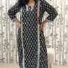 Nine2Five Black & White Handblock Cotton Kurti Pant Set