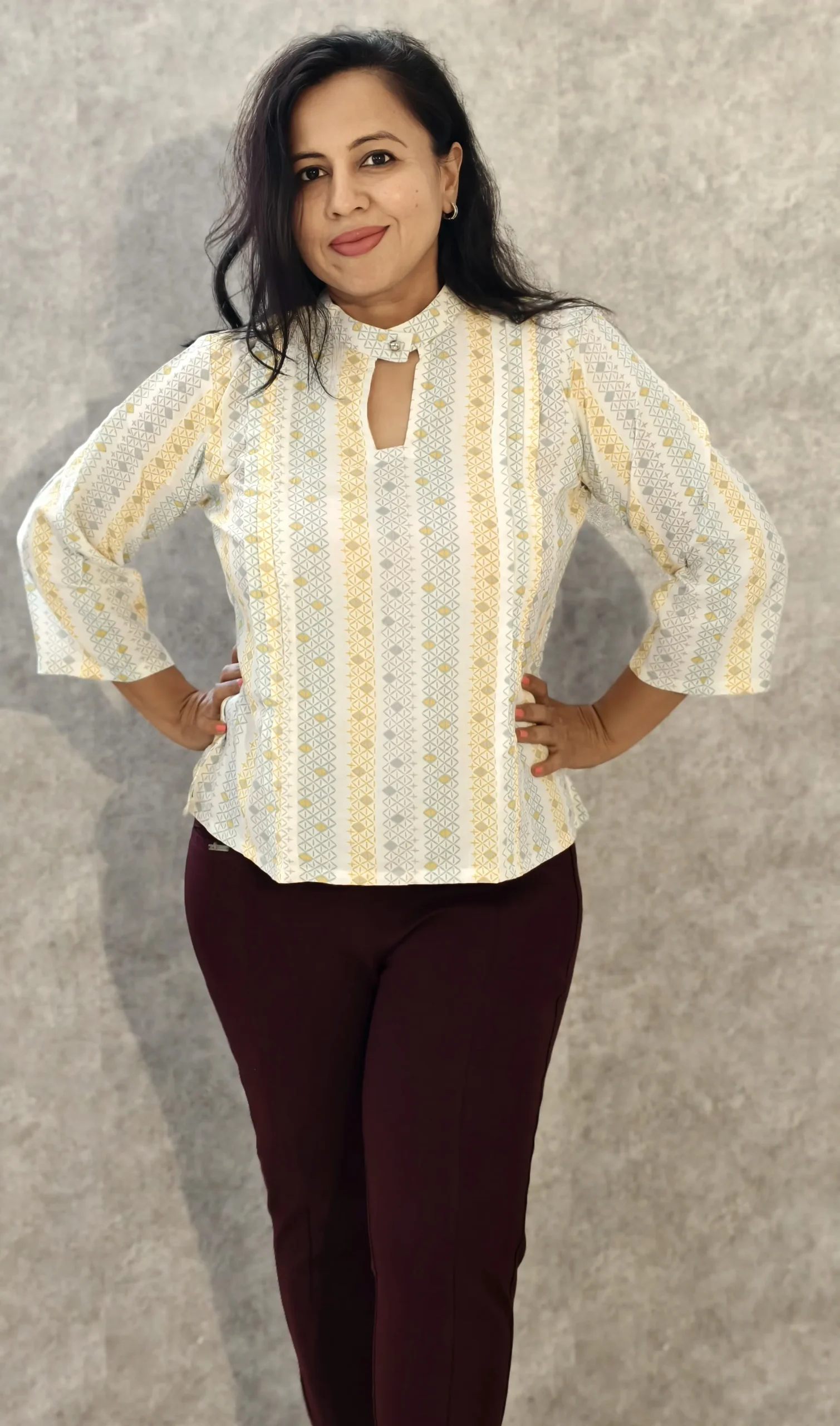 Nine2Five Geometric Print Cotton Top