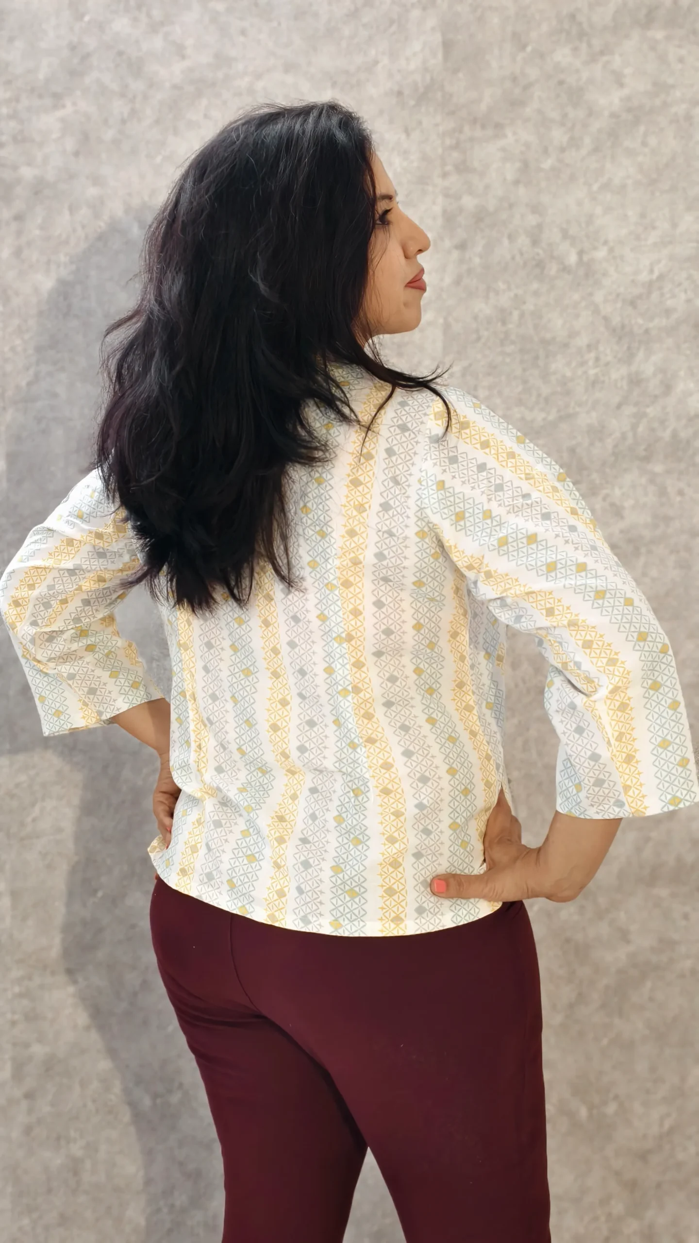 Nine2Five Geometric Print Cotton Top