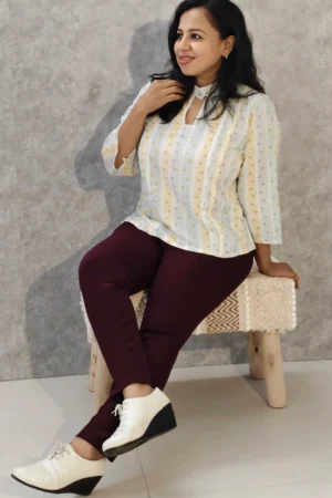 Nine2Five Geometric Print Cotton Top