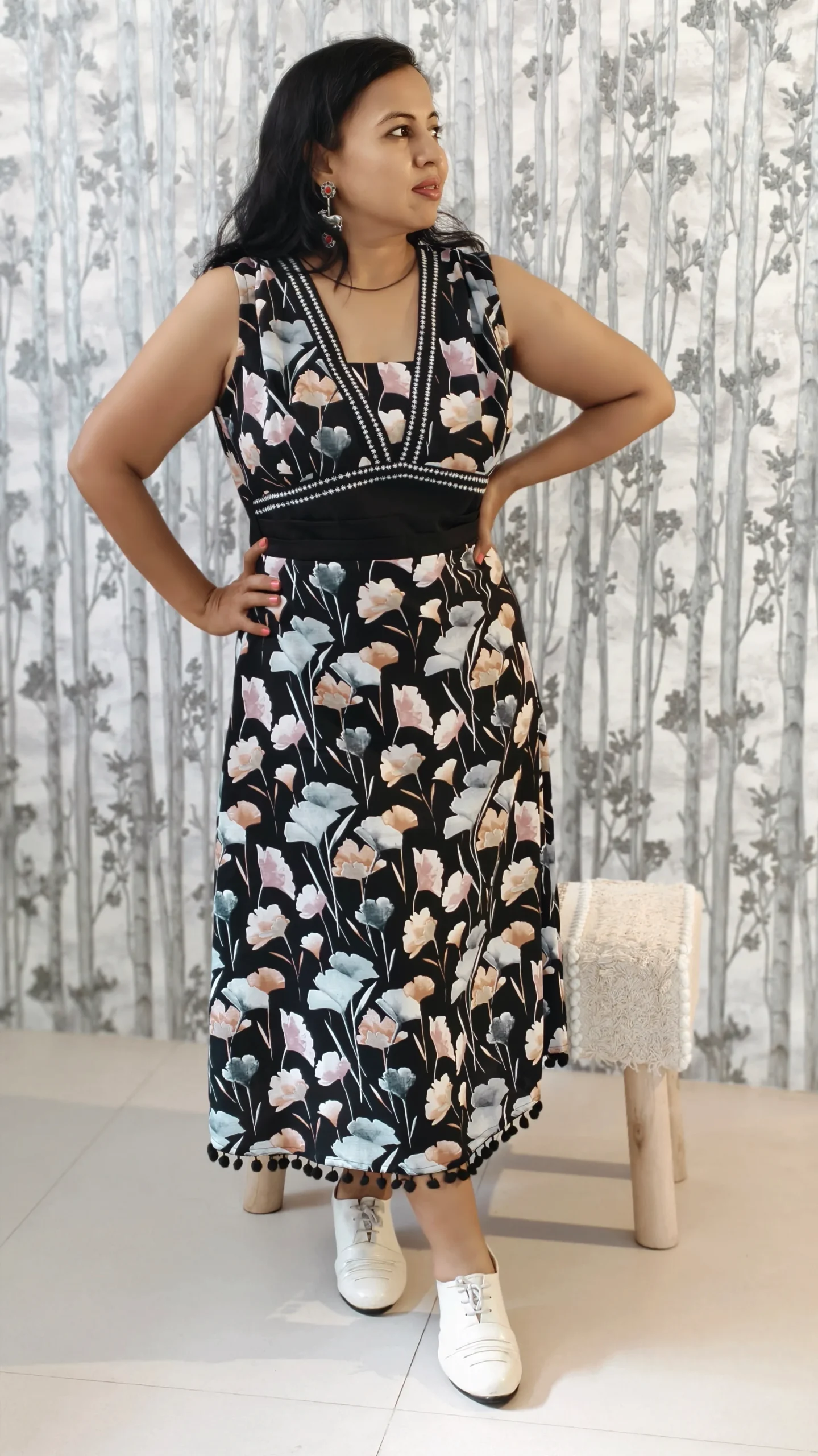 Floral Bloom Embroidered Midi Dress