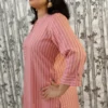 Blush Pink Tip Top Rayon Kurti Pant Set with Kaudi Hem & Metal Accents