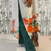 Floral Placement Print Kurta Pant Dupatta Set – Soft Cotton Blend (3-Piece)