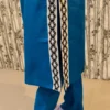 Royal Blue Cotton Kurti Pant Co-ord Set with Lace Detailing