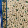 Traditional Kalamkari Art Silk Dupatta – Blue & Mustard Festive Motifs