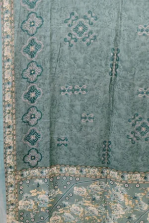 Full-Width Mul Cotton Dupatta with Geometric & Floral Accents