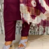 Wine Cotton Kurti Pant Set with Shibori Dupatta – Elegant Everyday Ethnic Wear