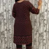 Black Rayon Kurti Pant Set with Border Print & Pom Pom Hem