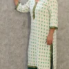 Off-White & Green Cotton Rayon Kurti Pant Set – Nine2Five Plus