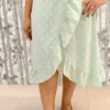 Pastel Green Cross Frilled Midi Dress