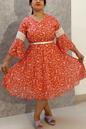 Sunset Bloom Netted Chiffon Dress – Nine2Five Plus