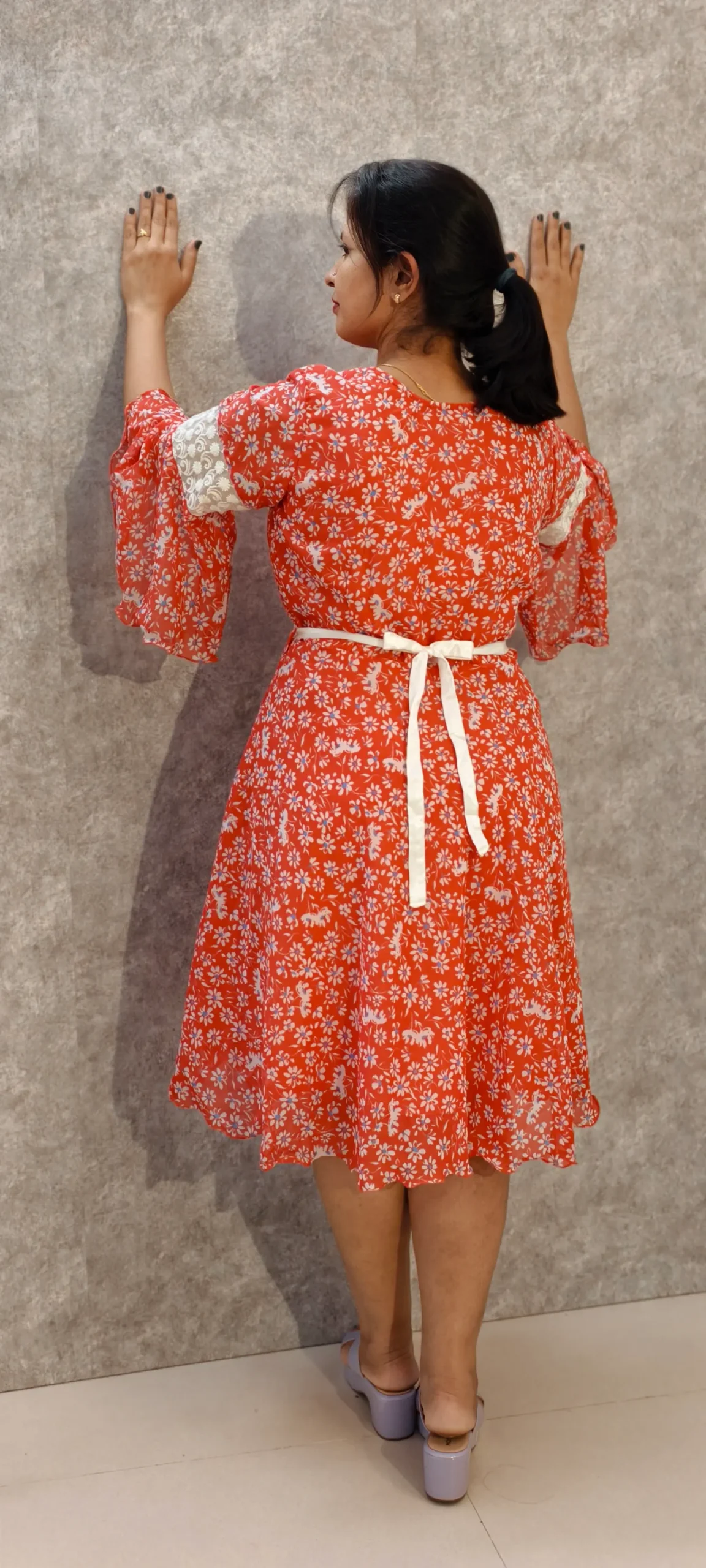 Sunset Bloom Netted Chiffon Dress – Nine2Five Plus