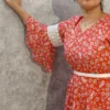 Sunset Bloom Netted Chiffon Dress – Nine2Five Plus