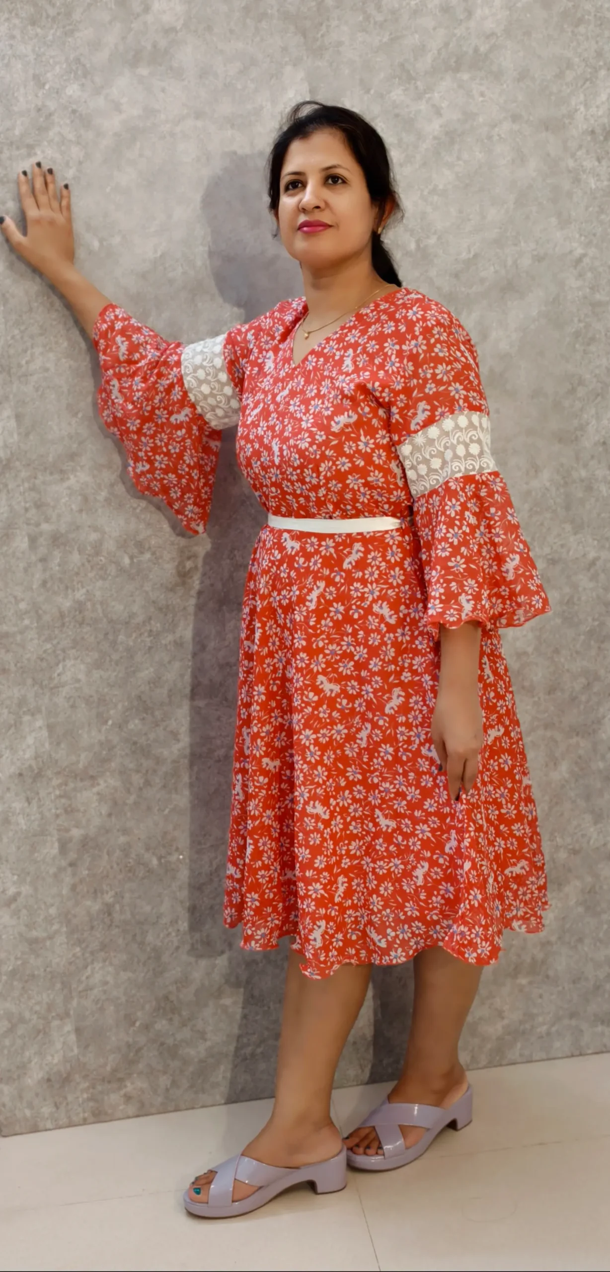 Sunset Bloom Netted Chiffon Dress – Nine2Five Plus