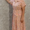 Pastel Pink Printed Cotton Midi Dress