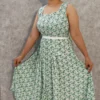 Green Floral Polymoss Midi Dress – Nine2Five Plus