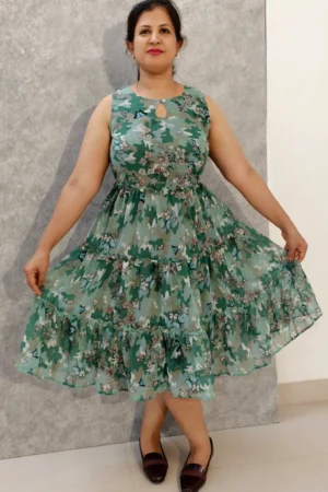 Green Butterfly Tiered Chiffon Dress – Nine2Five Plus
