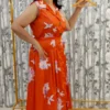 Scarlet Bloom Satin Midi Dress – Nine2Five Plus
