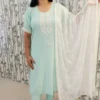 Pastel Green 3-Piece Kurti Set with Chiffon Dupatta – Nine2Five Plus