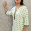 Off-White & Green Cotton Rayon Kurti Pant Set – Nine2Five Plus