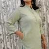 Light Green Delta Kurti Pant Co-ord Set with Embroidered Hemline