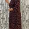 Black Rayon Kurti Pant Set with Border Print & Pom Pom Hem