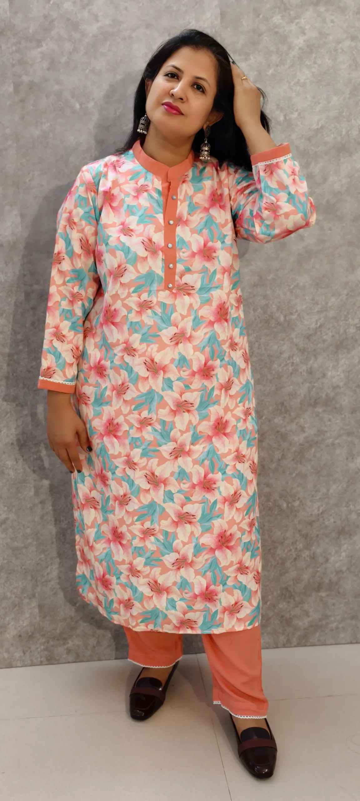 Khadi Silk Kurti & Crushed Cotton Pant Set – Elegant Everyday Wear by Nine2Five