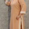 Peach Delta Kurti Pant Set with GPO Lace – Elegant Everyday Ethnic Wear