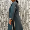 Grey Delta Kurti Pant Set with Lace Hemlines & Pocket