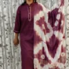 Wine Cotton Kurti Pant Set with Shibori Dupatta – Elegant Everyday Ethnic Wear