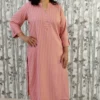 Blush Pink Tip Top Rayon Kurti Pant Set with Kaudi Hem & Metal Accents